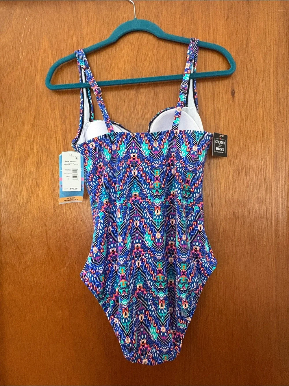 New Swim Solutions Tummy Control Shirred Sweetheart One Piece Swimsuit Size 12 - Picture 4 of 16